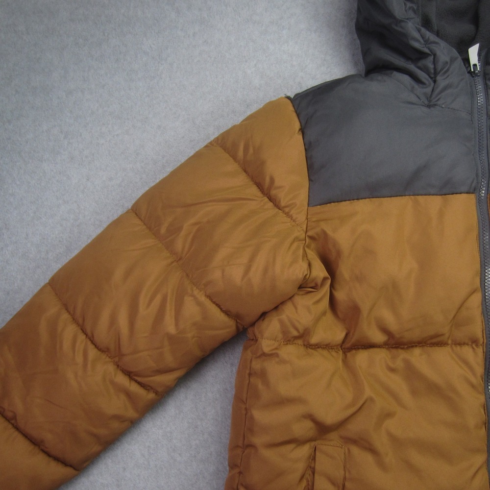 Reebok‎ Jacket Boys Youth Large 14/16 Timber Brown Grey Puffer Hooded Full Zip - Picture 3 of 16